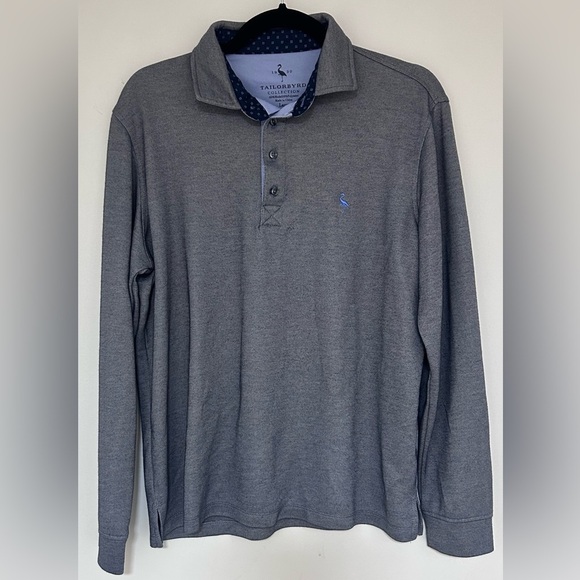 ⭐️ Tailorbyrd Men’s Long Sleeve Blue Polo Shirt Size Large - Picture 1 of 6